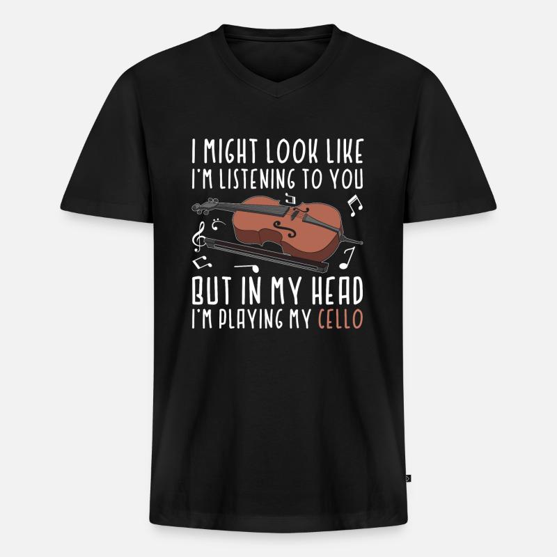 Cello Cellospieler - Männer Premium Bio T-Shirt mit V-Ausschnitt - Schwarz