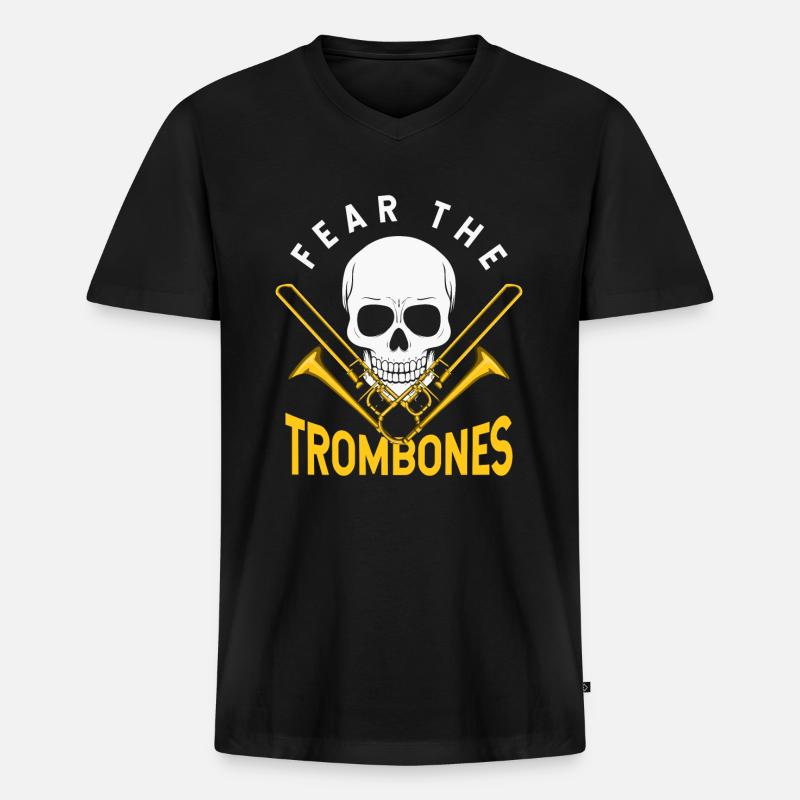Posaune - Männer Premium Bio T-Shirt mit V-Ausschnitt - Schwarz
