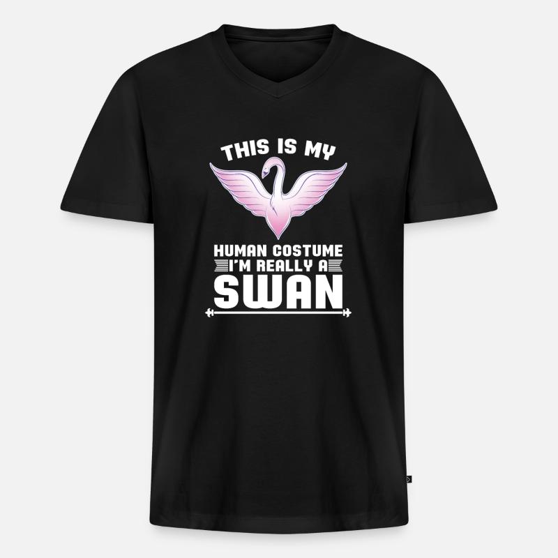 Schwan - Männer Premium Bio T-Shirt mit V-Ausschnitt - Schwarz
