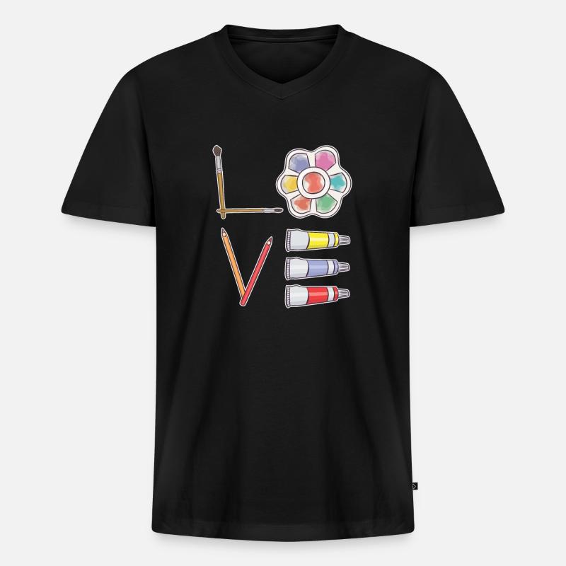 Kunst Malen - Männer Premium Bio T-Shirt mit V-Ausschnitt - Schwarz