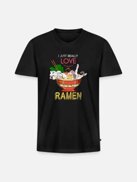 Ramen Asiate Japaner Geschenkidee - Männer Premium Bio T-Shirt mit V-Ausschnitt - Schwarz