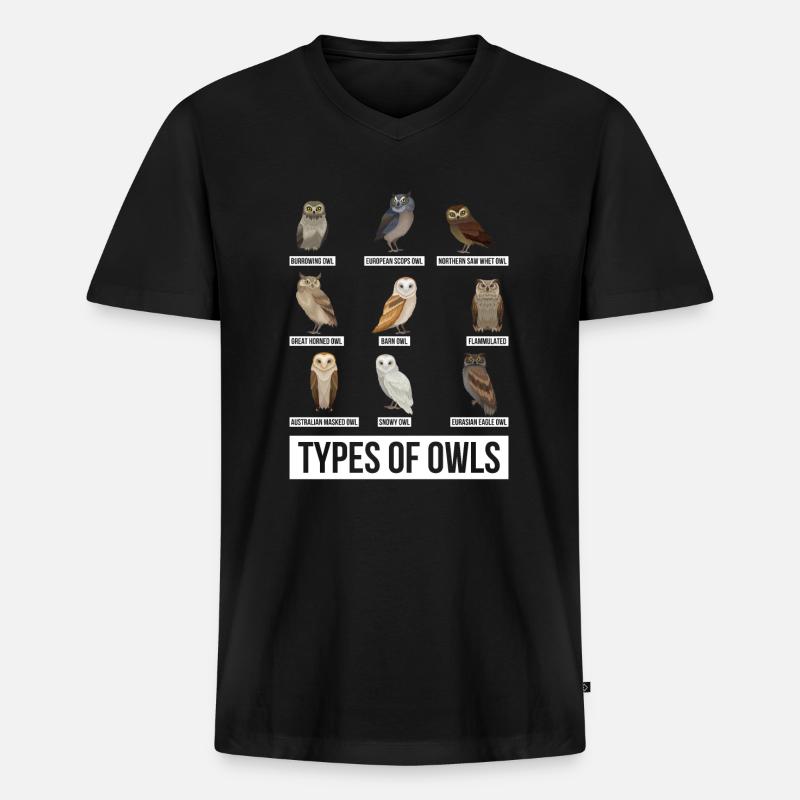 Eule Nacht Wald Vogel - Männer Premium Bio T-Shirt mit V-Ausschnitt - Schwarz