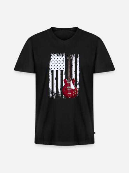 Guitar USA - Men's Premium Organic T-shirt with V-neck - black