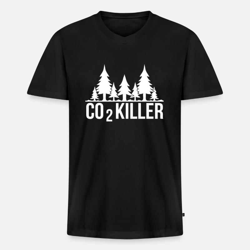 Klimaschutz - Männer Premium Bio T-Shirt mit V-Ausschnitt - Schwarz