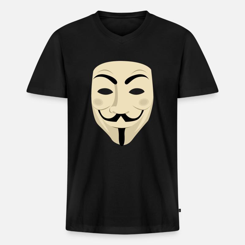 Mr. Anonymous Maske Computer Hacker - Männer Premium Bio T-Shirt mit V-Ausschnitt - Schwarz