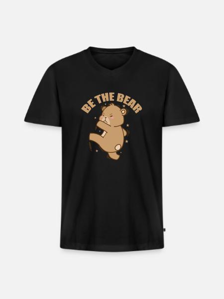 Be the Bear Wald Tier - Männer Premium Bio T-Shirt mit V-Ausschnitt - Schwarz