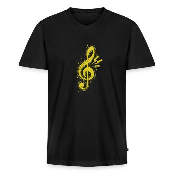 Notenschlüssel Violinschlüssel Musik - Männer Premium Bio T-Shirt mit V-Ausschnitt - Schwarz - Vorne - Nico (187cm)