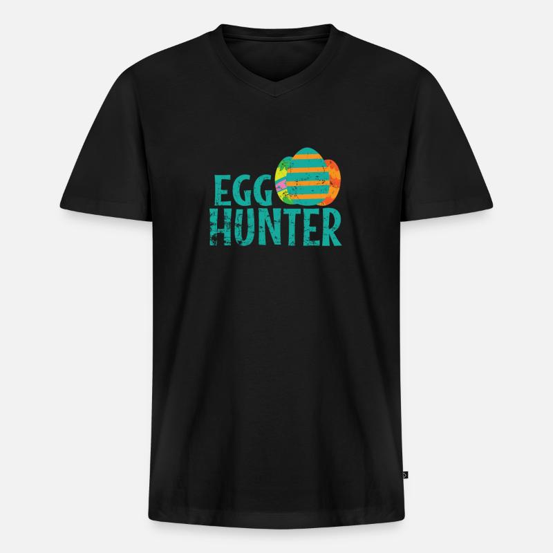 Egg Hunter Ostern bunte Ostereier - Männer Premium Bio T-Shirt mit V-Ausschnitt - Schwarz