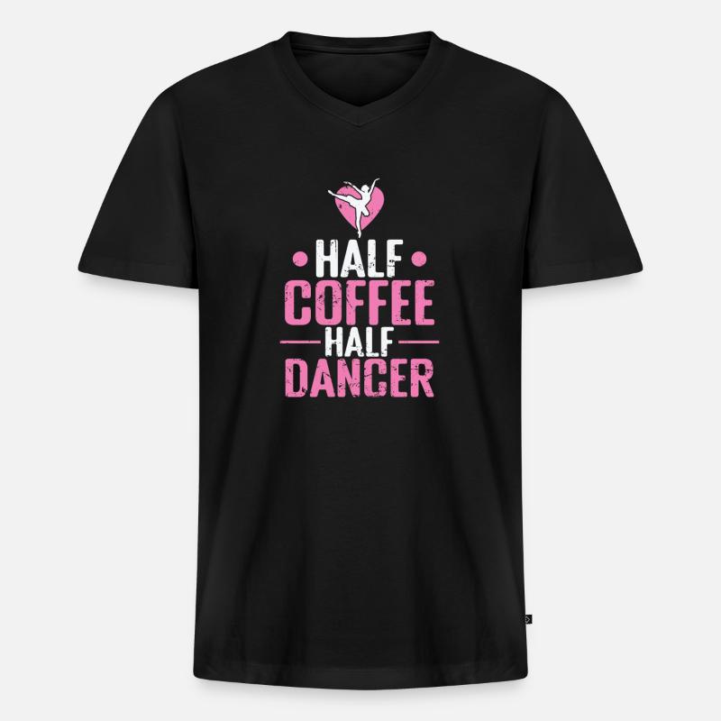 Half Coffee Half Dancer Ballet - Männer Premium Bio T-Shirt mit V-Ausschnitt - Schwarz
