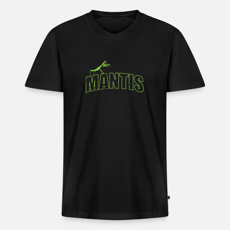 Mantis insect on the script - Men's Premium Organic T-shirt with V-neck - black