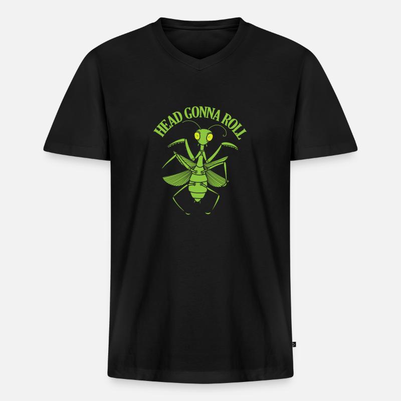 Head Gonna Roll Mantis - Männer Premium Bio T-Shirt mit V-Ausschnitt - Schwarz