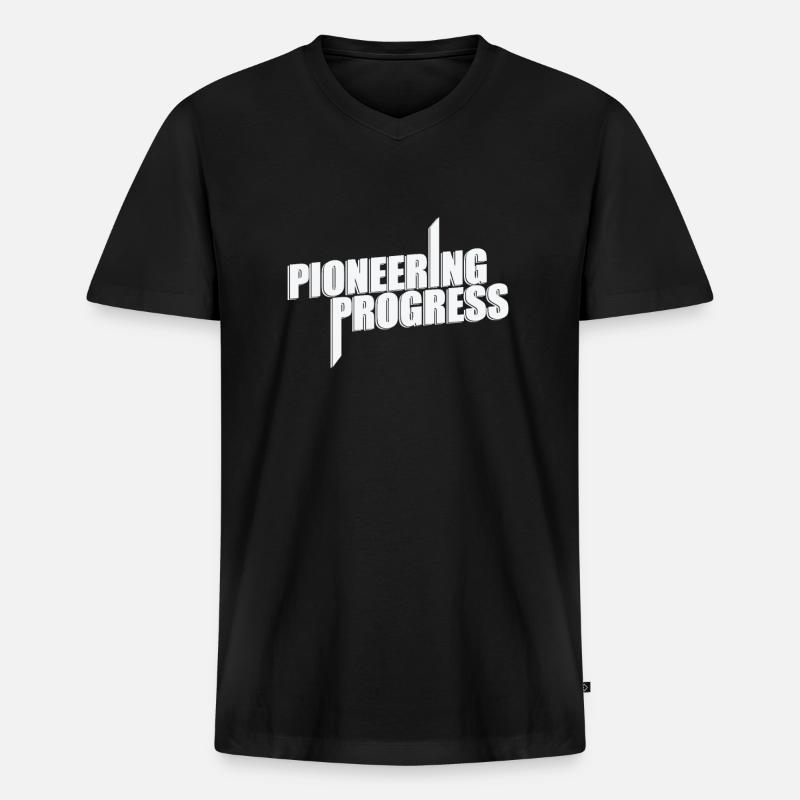 Pioneering Progress - Männer Premium Bio T-Shirt mit V-Ausschnitt - Schwarz