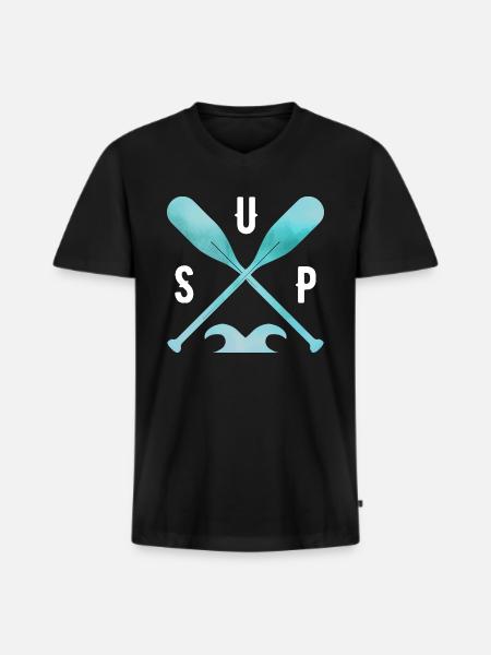 Stand Up Paddle - Männer Premium Bio T-Shirt mit V-Ausschnitt - Schwarz