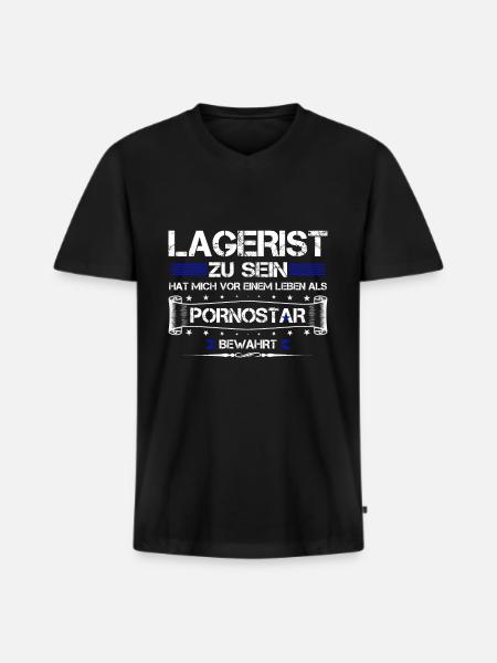 LAGERIST ZU SEIN... - Männer Premium Bio T-Shirt mit V-Ausschnitt - Schwarz