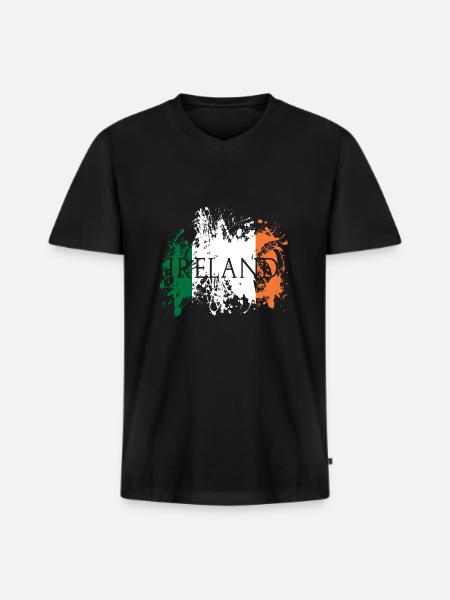 IRLAND Flagg Splatter Flag Eire Banner Gift - Premium økologisk T-skjorte med V-hals for menn - svart