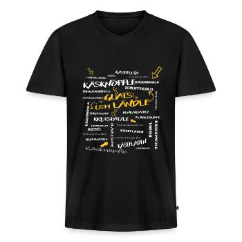 Ländle Vorarlberg Essen Dialekt Lustig Humor - Männer Premium Bio T-Shirt mit V-Ausschnitt - Schwarz - Vorne - Nico (187cm)