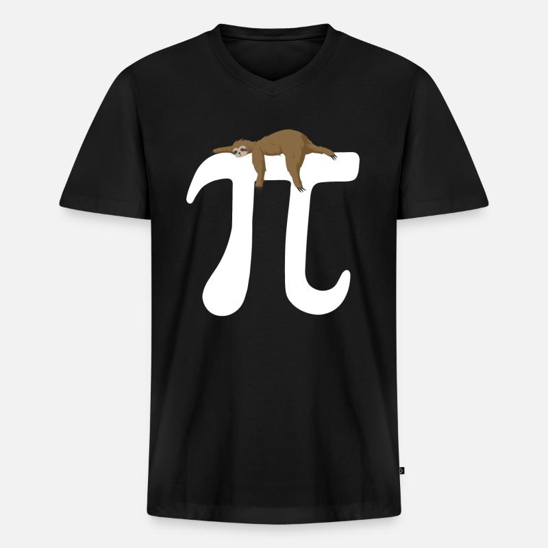 Math Sloth Pi - Männer Premium Bio T-Shirt mit V-Ausschnitt - Schwarz