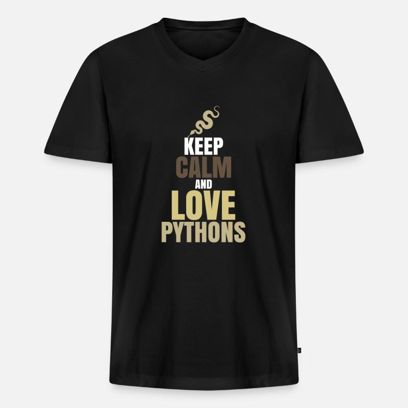 python - T-shirt encolure en V Premium bio Homme - noir