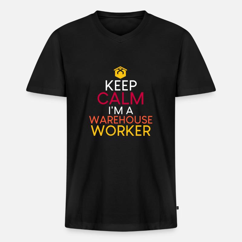 Lagerarbeiter Spruch - Männer Premium Bio T-Shirt mit V-Ausschnitt - Schwarz