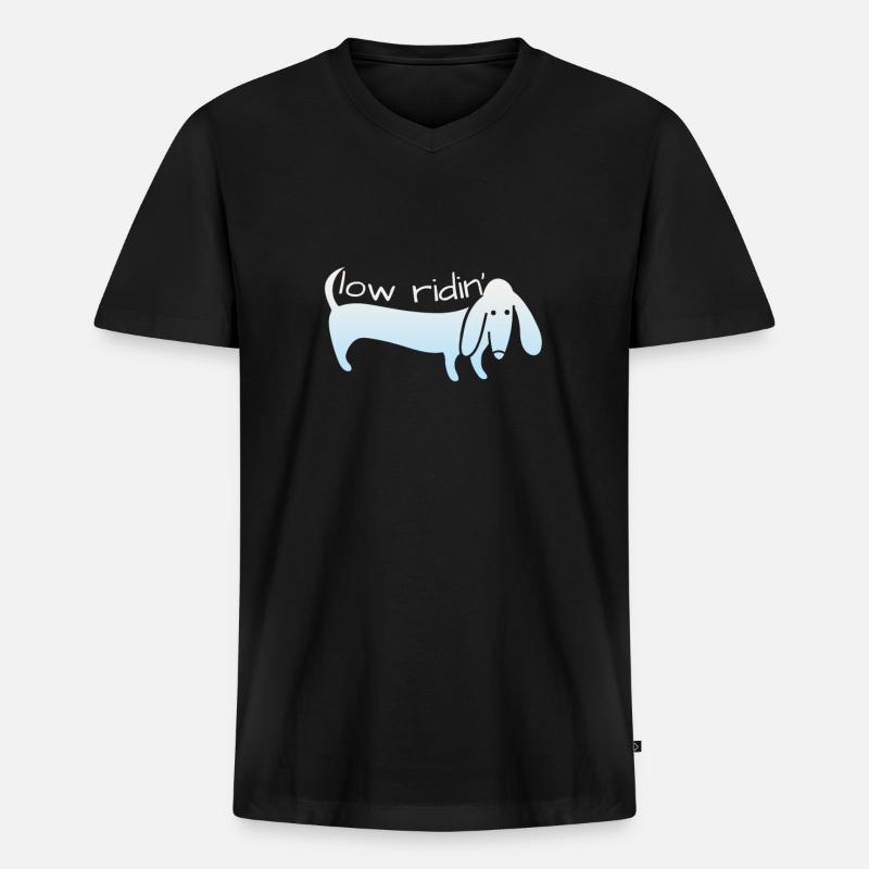 Dackel - Männer Premium Bio T-Shirt mit V-Ausschnitt - Schwarz