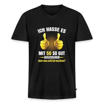 Lustiges 50. Geburtstag Geschenkidee - Männer Premium Bio T-Shirt mit V-Ausschnitt - Schwarz - Vorne - Nico (187cm)