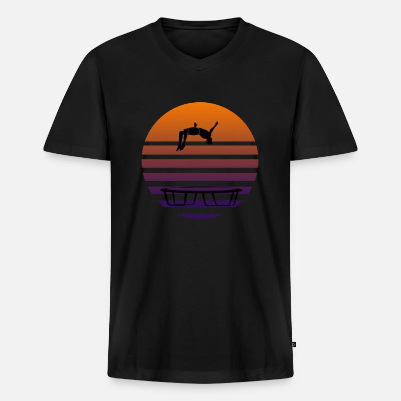 Trampolin - Männer Premium Bio T-Shirt mit V-Ausschnitt - Schwarz