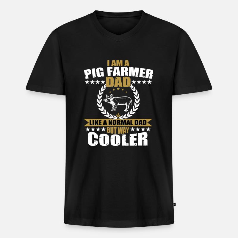 Schwein Bauer Geschenk Papa - Männer Premium Bio T-Shirt mit V-Ausschnitt - Schwarz