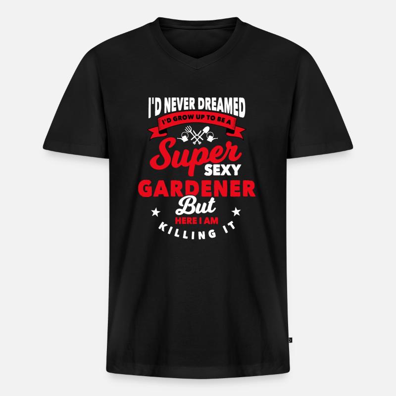 Gärtner - Männer Premium Bio T-Shirt mit V-Ausschnitt - Schwarz
