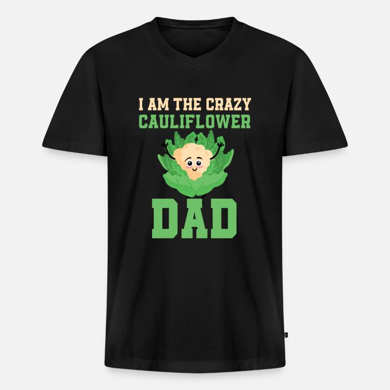 Blumenkohl Papa - Männer Premium Bio T-Shirt mit V-Ausschnitt - Schwarz
