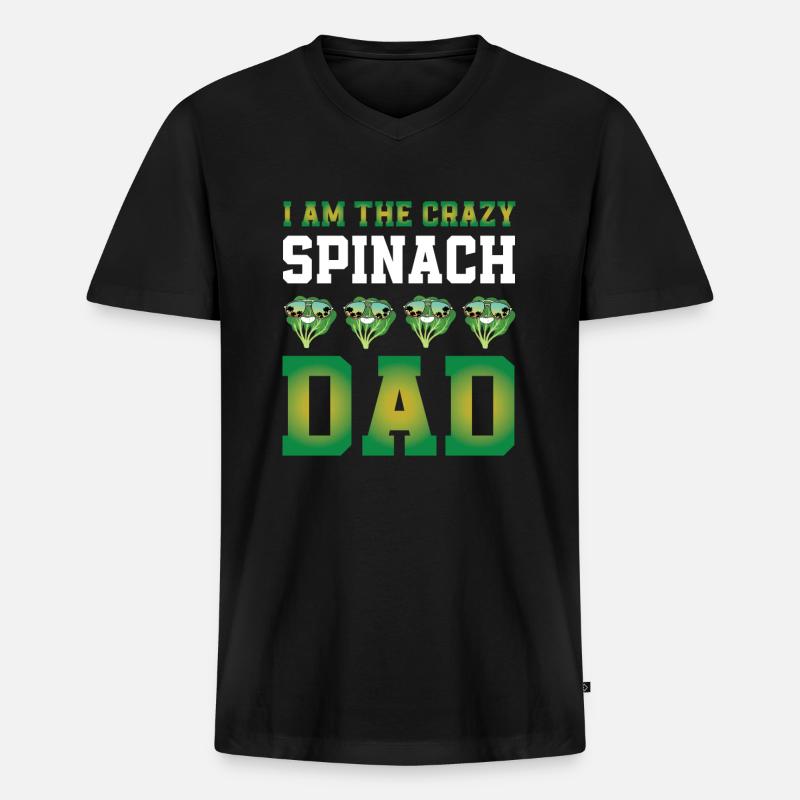 Spinat Papa - Männer Premium Bio T-Shirt mit V-Ausschnitt - Schwarz