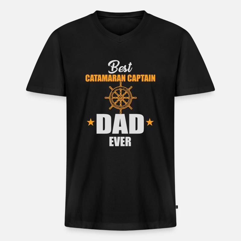 Bester Katamaran Papa - Männer Premium Bio T-Shirt mit V-Ausschnitt - Schwarz