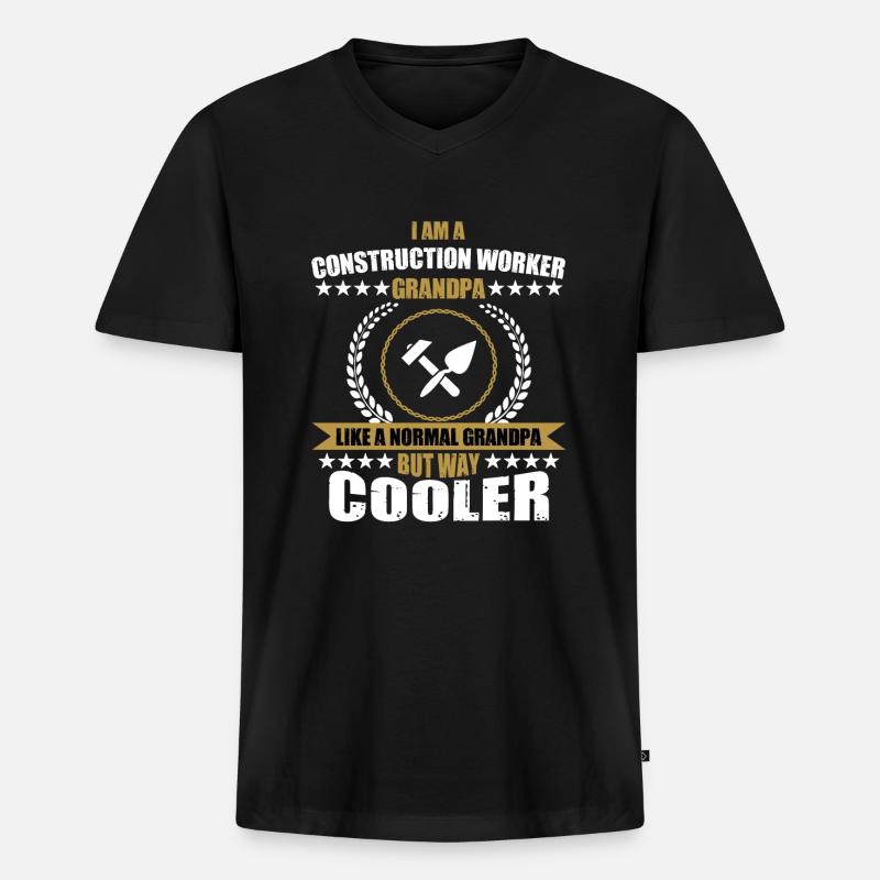 Bauarbeiter Opa - Männer Premium Bio T-Shirt mit V-Ausschnitt - Schwarz