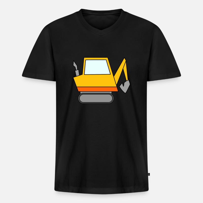 Bagger Baustelle Baggerfahrer - Männer Premium Bio T-Shirt mit V-Ausschnitt - Schwarz
