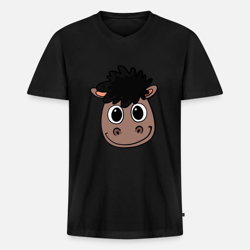 Pferd Kopf - Männer Premium Bio T-Shirt mit V-Ausschnitt - Schwarz