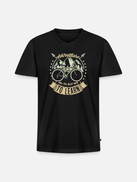 Adventure Bike - Men's Premium Organic T-shirt with V-neck - black