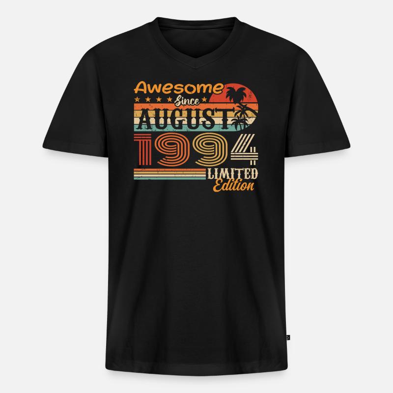 1994 August Geschenkidee August 1994 - Männer Premium Bio T-Shirt mit V-Ausschnitt - Schwarz