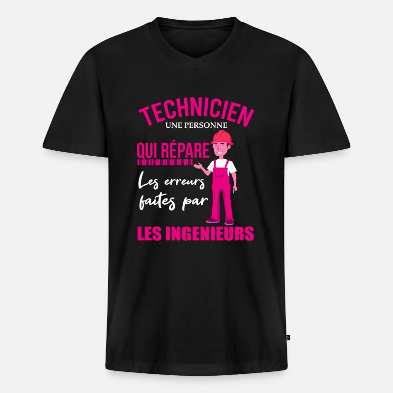 Technikerhemd • Wartung • Geschenk - Männer Premium Bio T-Shirt mit V-Ausschnitt - Schwarz