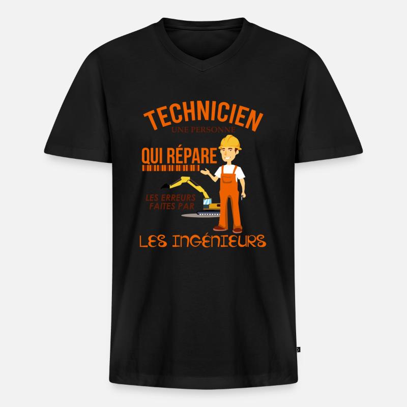 Technikerhemd • Wartung • Geschenk - Männer Premium Bio T-Shirt mit V-Ausschnitt - Schwarz