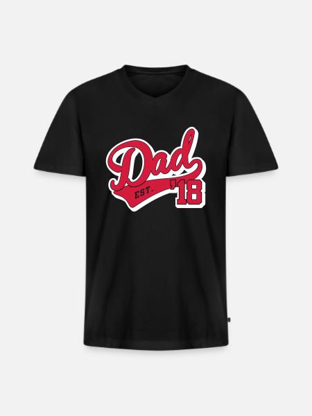 Dad est. ' 18 - Papa since 2018-pregnancy-baby - Men's Premium Organic T-shirt with V-neck - black