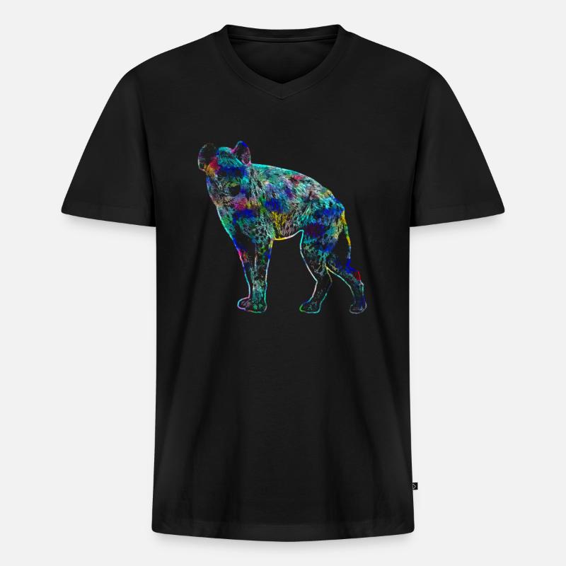 Hyäne - Männer Premium Bio T-Shirt mit V-Ausschnitt - Schwarz