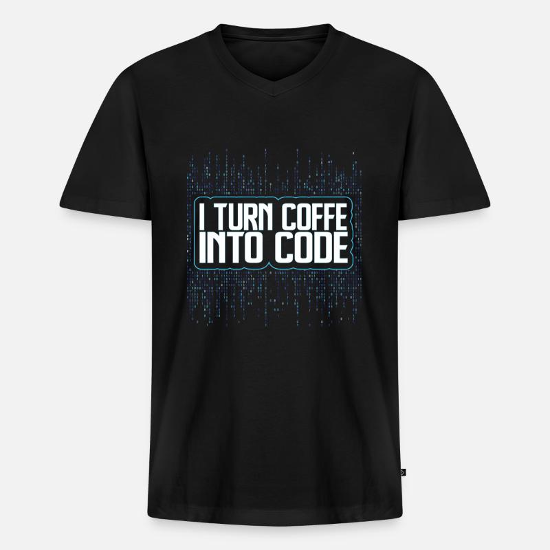 Funny Programmers Coding Coffee Gift - Männer Premium Bio T-Shirt mit V-Ausschnitt - Schwarz