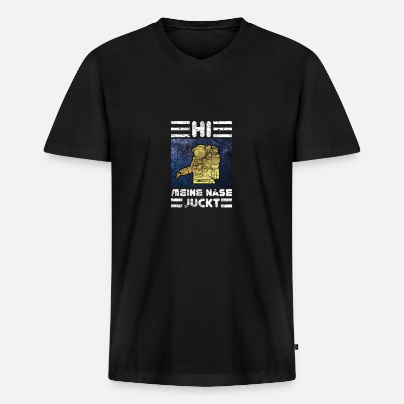 Astronaut und Cosmonaut Raumfahrer - Männer Premium Bio T-Shirt mit V-Ausschnitt - Schwarz