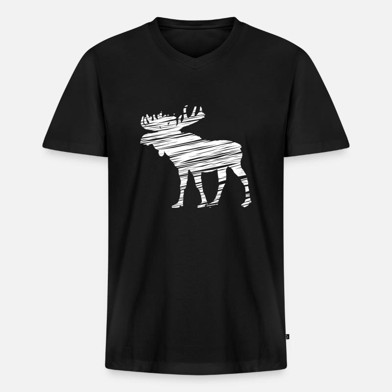 Elch - Männer Premium Bio T-Shirt mit V-Ausschnitt - Schwarz