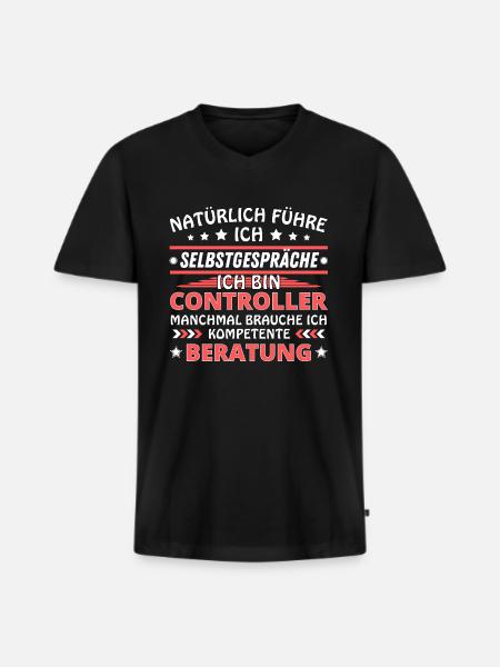 Ich führe Selbstgespräche - Controller Edition - Männer Premium Bio T-Shirt mit V-Ausschnitt - Schwarz