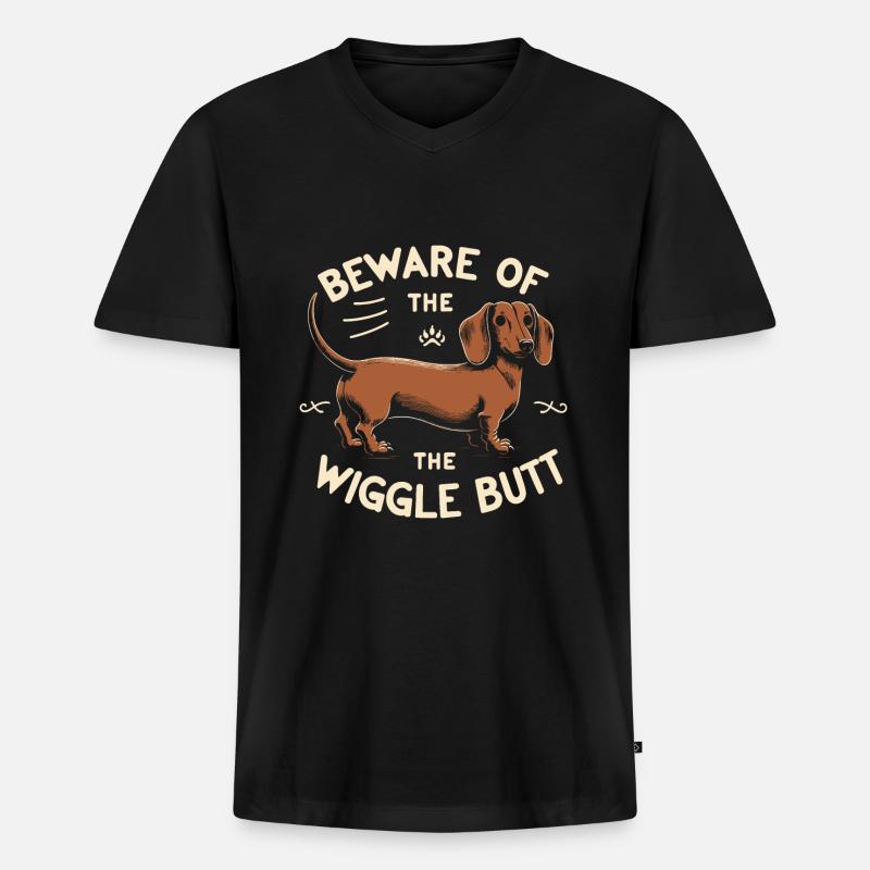 Wigglebutt Dackel - Männer Premium Bio T-Shirt mit V-Ausschnitt - Schwarz