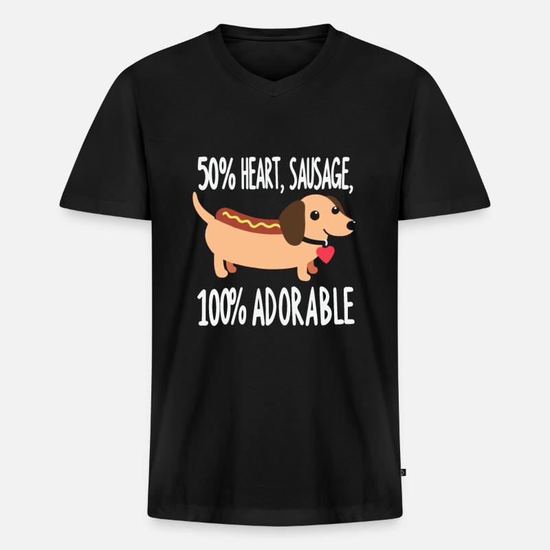 Dackel Liebe - Männer Premium Bio T-Shirt mit V-Ausschnitt - Schwarz