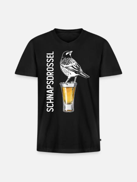 Schnapsdrossel Schnapstrinker Alkohol Schnaps - Men's Premium Organic T-shirt with V-neck - black