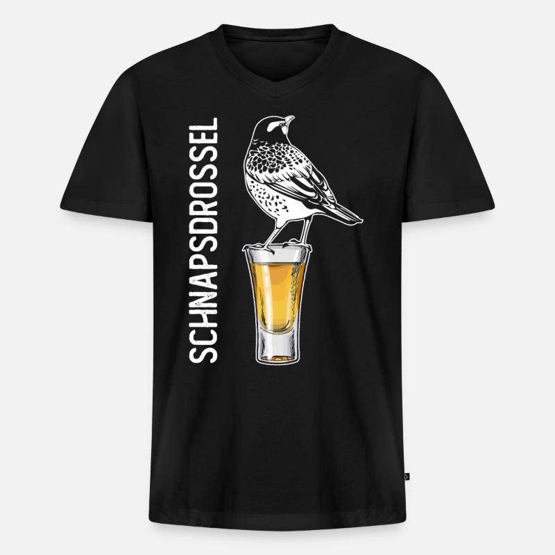 Schnapsdrossel Schnapstrinker Alkohol Schnaps - T-shirt encolure en V Premium bio Homme - noir