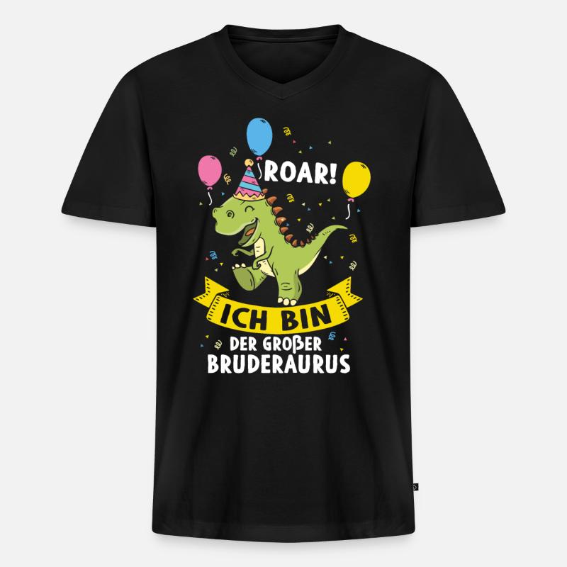 Ich Werde Ein Großer Bruder - Männer Premium Bio T-Shirt mit V-Ausschnitt - Schwarz