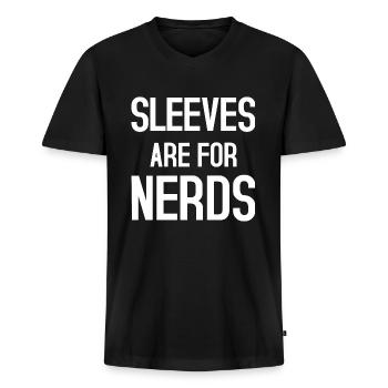 Sleeves are for Nerds - Men's Premium Organic T-shirt with V-neck - black - Front - Nico (187cm)